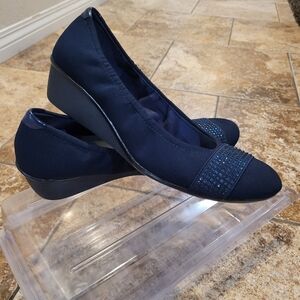 Anne Klein Sports Dress Shoes With A Small Wedge Navy, 10